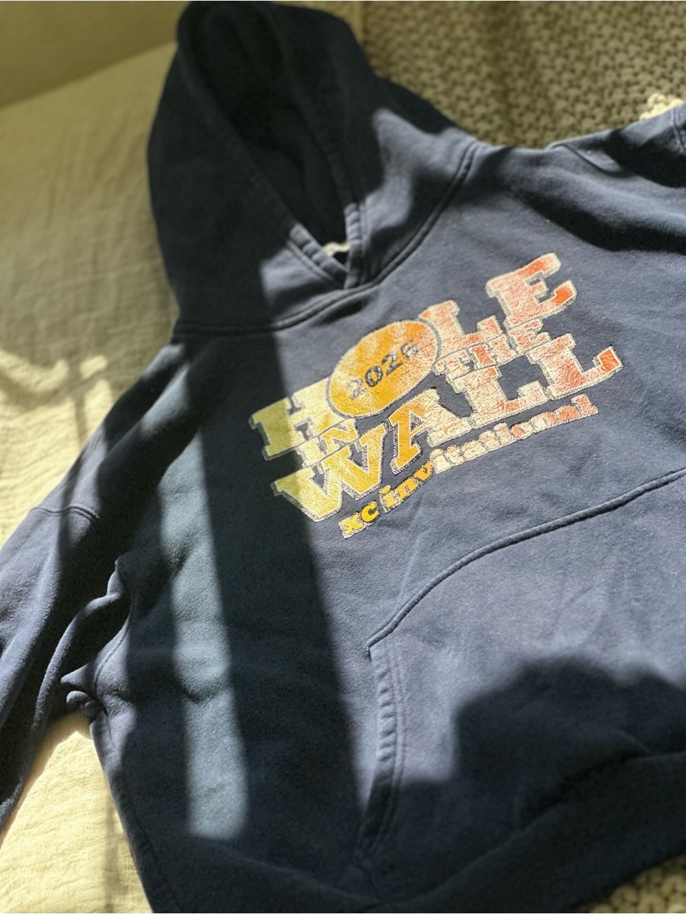 Unbranded Navy "Hole in the Wall" Graphic Hoodie